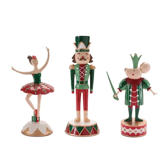 Melrose Nutcracker Soldier, Mouse & Ballerina Figurines Set
